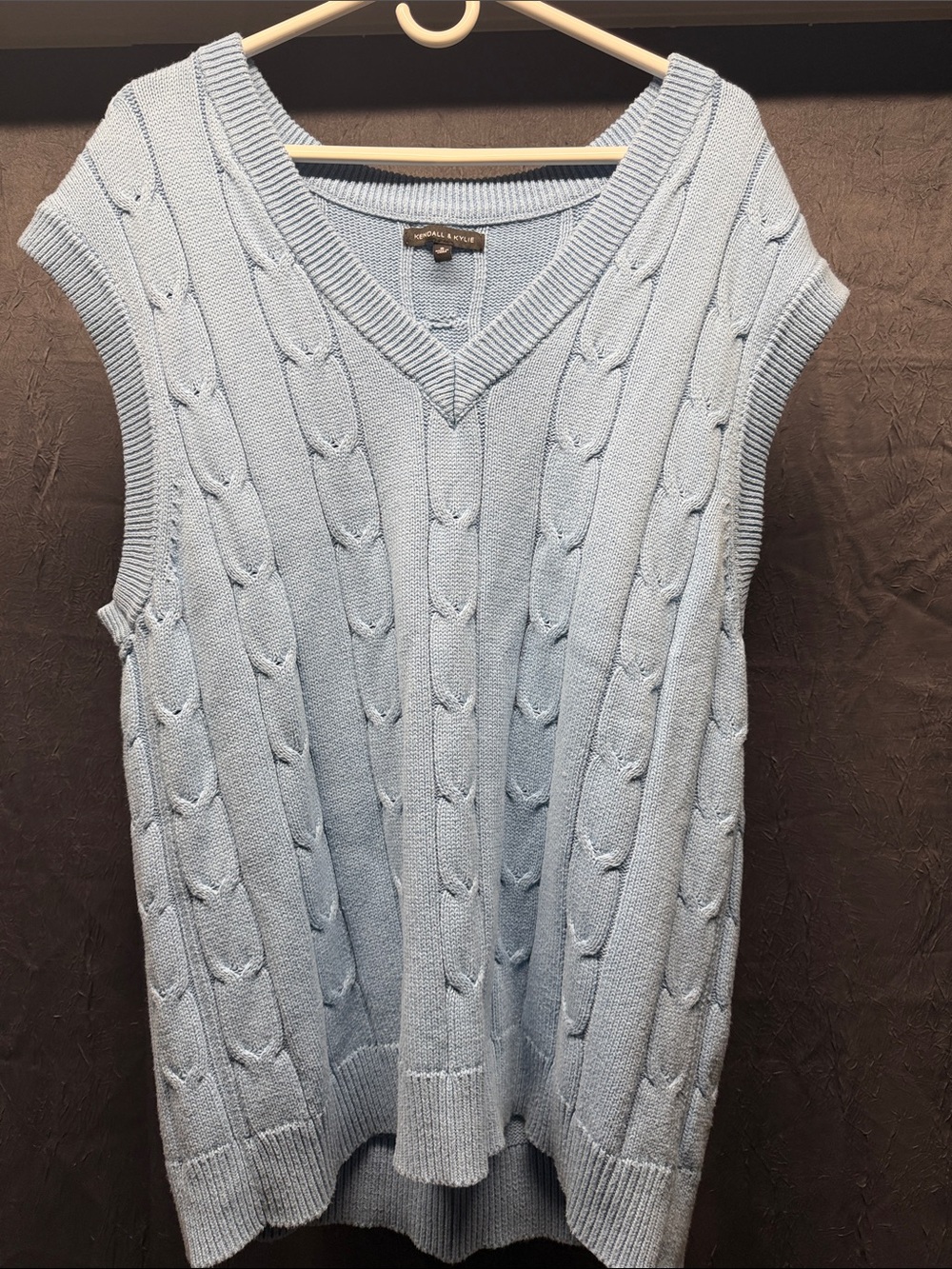 Kendall & Kylie Light Blue Cable Knit V-Neck Sweater Vest